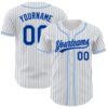 Custom White Royal Pinstripe Royal-Light Blue Authentic Baseball Jersey