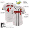 Custom White Red Pinstripe Red-Black Authentic Baseball Jersey
