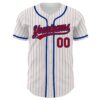 Custom White Red Pinstripe Red-Royal Authentic Baseball Jersey
