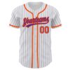 Custom White Purple Pinstripe Orange Authentic Baseball Jersey