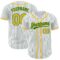 Custom White Kelly Green Pinstripe Gold Authentic Baseball Jersey