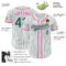 Custom White Kelly Green Pinstripe Kelly Green-Pink Authentic Baseball Jersey