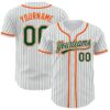Custom White Green Pinstripe Green-Orange Authentic Baseball Jersey
