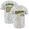 Custom White Green Pinstripe Old Gold Authentic Baseball Jersey
