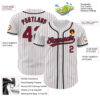 Custom White Crimson Pinstripe Crimson-Black Authentic Baseball Jersey
