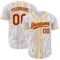 Custom White Crimson Pinstripe Crimson-Gold Authentic Baseball Jersey