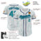 Custom White Teal Pinstripe Teal-Navy Authentic Baseball Jersey