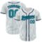 Custom White Teal Pinstripe Teal-Navy Authentic Baseball Jersey
