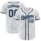 Custom White Light Blue Pinstripe Black Authentic Baseball Jersey