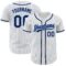 Custom White Light Blue Pinstripe Navy Authentic Baseball Jersey