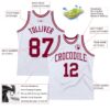 Custom White Maroon Authentic Throwback Basketball Jersey
