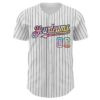 Custom White Black Pinstripe Tie Dye Authentic Baseball Jersey