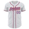 Custom White Light Blue Pinstripe Red Authentic Baseball Jersey