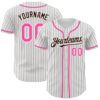 Custom White Brown Pinstripe Pink Authentic Baseball Jersey