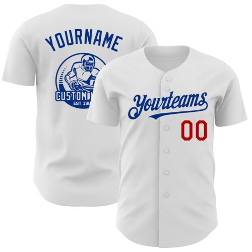 White1393 Custom White Red-Royal Authentic Baseball Jersey