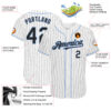 Custom White Black Pinstripe Light Blue Authentic Baseball Jersey