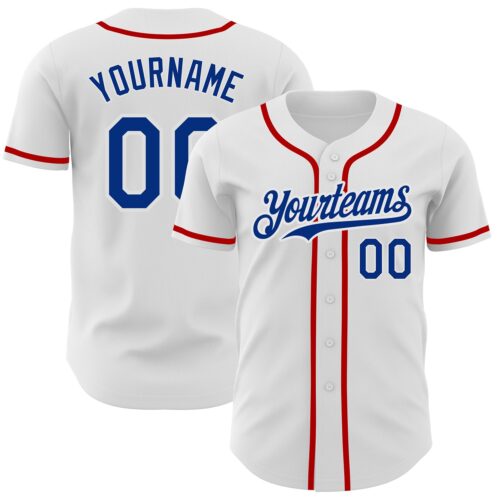 White1439 Custom White Royal-Red Authentic Baseball Jersey