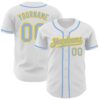 Custom White Light Blue-Yellow Authentic Baseball Jersey