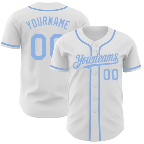 White1442 Custom White Light Blue Authentic Baseball Jersey
