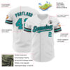 Custom White Teal-Black Authentic Baseball Jersey