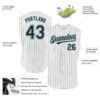 Custom White Black Pinstripe Teal Authentic Sleeveless Baseball Jersey
