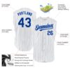 Custom White Royal Pinstripe Light Blue Authentic Sleeveless Baseball Jersey