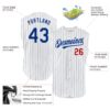 Custom White Royal Pinstripe Red Authentic Sleeveless Baseball Jersey