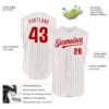 Custom White Red Pinstripe Red Authentic Sleeveless Baseball Jersey