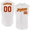 Custom White Crimson Pinstripe Gold Authentic Sleeveless Baseball Jersey