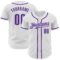 Custom White Purple Authentic Baseball Jersey