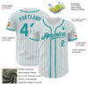 Custom White Teal Pinstripe Gray Authentic Baseball Jersey