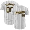Custom White Black Pinstripe Old Gold Authentic Baseball Jersey