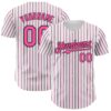 Custom White (Black Pink Pinstripe) Pink-Black Authentic Baseball Jersey