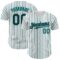 Custom White (Black Teal Pinstripe) Black-Teal Authentic Baseball Jersey