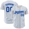 Custom White (Royal Light Blue Pinstripe) Royal-Light Blue Authentic Baseball Jersey