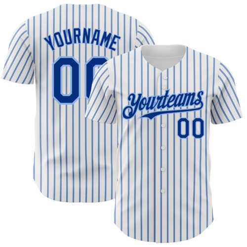 White1688 Custom White (Royal Light Blue Pinstripe) Royal-Light Blue Authentic Baseball Jersey
