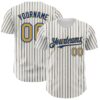 Custom White (Royal Old Gold Pinstripe) Old Gold-Royal Authentic Baseball Jersey