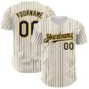 Custom White (Navy Gold Pinstripe) Navy-Gold Authentic Baseball Jersey