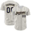 Custom White (Navy Old Gold Pinstripe) Navy-Old Gold Authentic Baseball Jersey