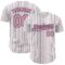 Custom White (Navy Medium Pink Pinstripe) Medium Pink-Navy Authentic Baseball Jersey
