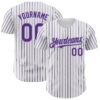 Custom White (Purple Gray Pinstripe) Purple-Gray Authentic Baseball Jersey