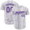Custom White (Purple Gray Pinstripe) Purple-Gray Authentic Baseball Jersey