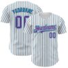 Custom White (Purple Teal Pinstripe) Purple-Teal Authentic Baseball Jersey