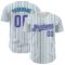 Custom White (Purple Teal Pinstripe) Purple-Teal Authentic Baseball Jersey