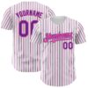 Custom White (Purple Pink Pinstripe) Purple-Pink Authentic Baseball Jersey