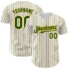 Custom White (Green Gold Pinstripe) Green-Gold Authentic Baseball Jersey