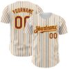 Custom White (Burgundy Gold Pinstripe) Burgundy-Gold Authentic Baseball Jersey