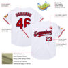 Custom White Red-Navy Mesh Authentic Throwback Baseball Jersey