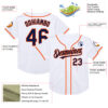 Custom White Navy-Orange Mesh Authentic Throwback Baseball Jersey
