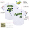 Custom White Navy-Neon Green Mesh Authentic Throwback Baseball Jersey